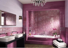 baño decorado lila