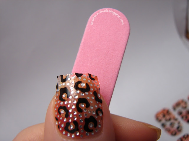 nails nailart nail art polish mani manicure Spellbound Kiss Nail Dress Princess stickers leopard print bling rhinestones Influenster Holiday VoxBox review image heavy picture swatch test