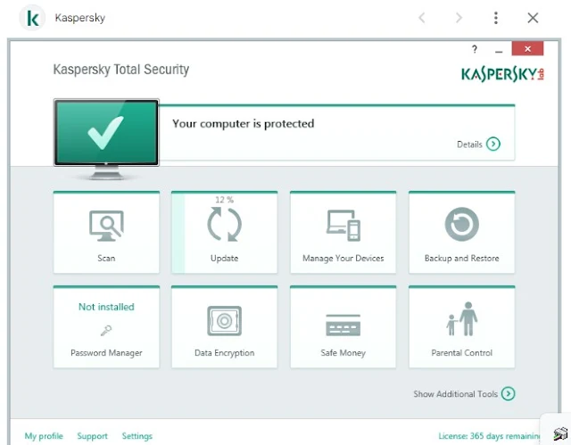 Kaspersky Total Security: interface