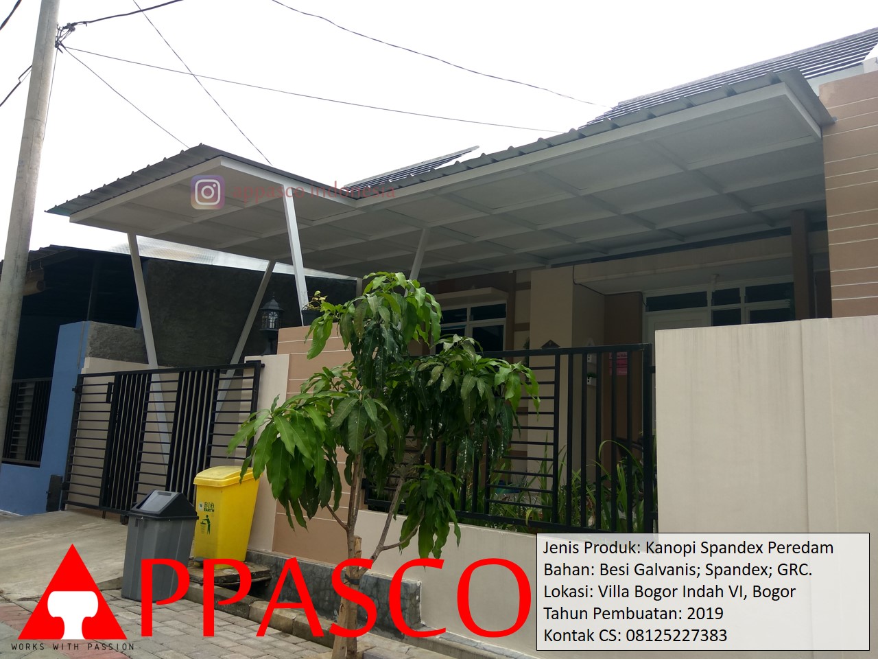 Kanopi Spandek Peredam GRC di Villa Bogor Indah Kanopi Minimalis