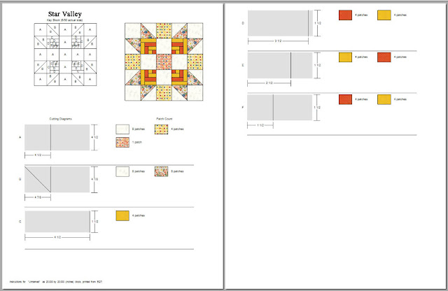 Star Valley Block Cutting Chart On Thistle Thicket Studio. www.thistlethicketstudio.com