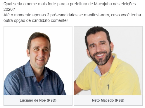 Qual seria o nome mais forte para governar a prefeitura de Macajuba nas eleições de 2020?