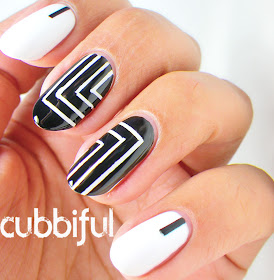 Black & White Abstract Tape Mani