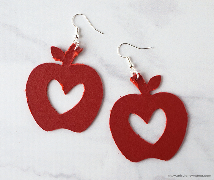 DIY Teacher Apple Earrings with 12 Free Earring Cut Files