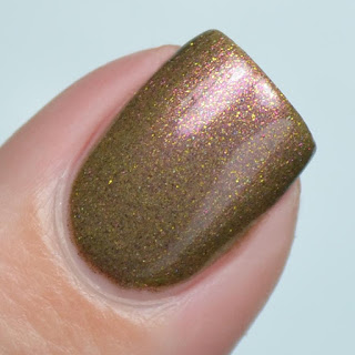 olive nail polish with pink shimmer