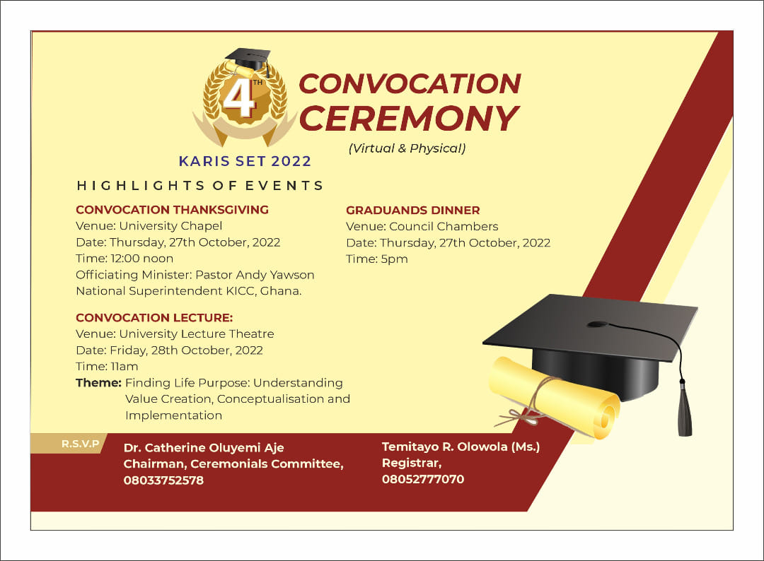 Kings University 4th Convocation Ceremony Programme of Events