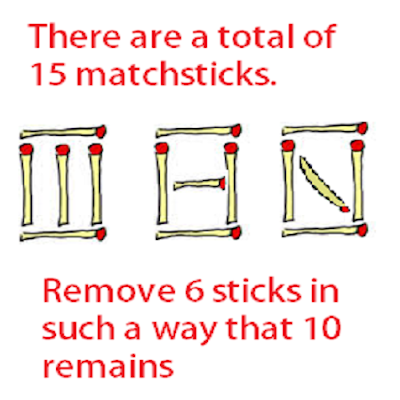 remove 6 sticks to make 10