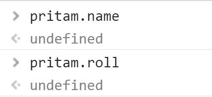 screenshot of browser console showing private variables cannot be accessed using dot notation screenshot of browser console showing private variables cannot be accessed using dot notation