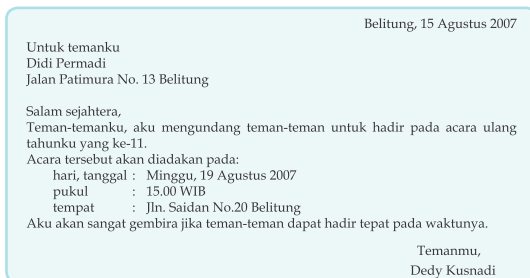 Menulis Surat Undangan  Balai Edukasi