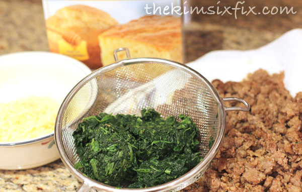 Cornbread with sausage cheese spinach