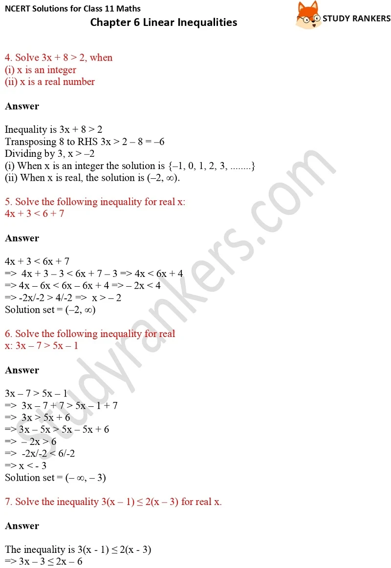 NCERT Solutions for Class 11 Maths Chapter 6 Linear Inequalities 2