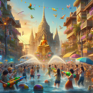 Songkran Celebration in Ladprao, Thailand