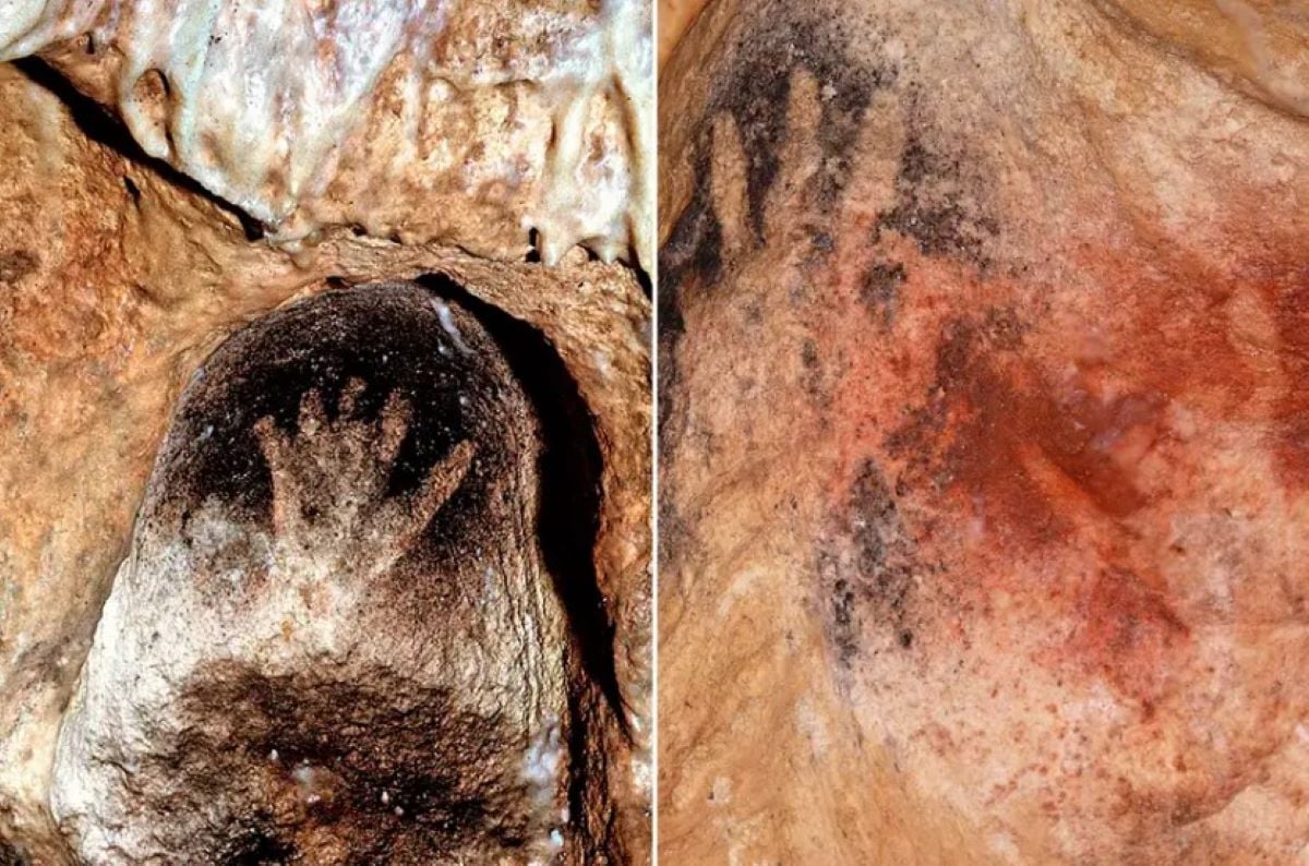 Το πιο συνηθισμένο μοτίβο χεριών στο σπήλαιο Gargas, στη Γαλλία, λείπουν όλα τα δάχτυλα (αριστερά). [Credit (Εικόνα αριστερά) Yoan Rumeau/CC - (εικόνα δεξιά) H. Wendel/Neanderthal Museum/Wikimedia Commons]