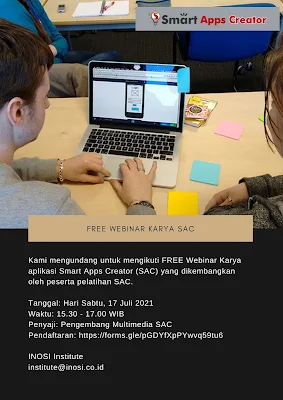 FREE WEBINAR KARYA SMART APPS CREATOR (SAC), SABTU 17 JULI 2021