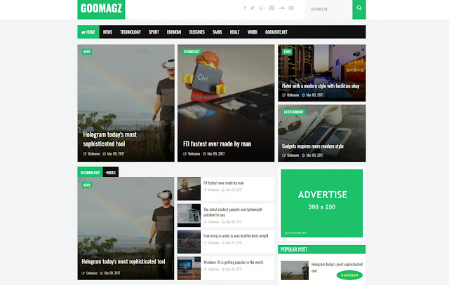 Goomagz Responsive Magazine News Tutorial Blogger Template Theme