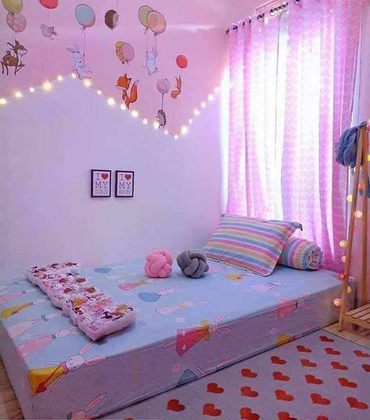 Inspirasi ide dekorasi kamar sederhana minimalis modern anak perempuan cat warna pink