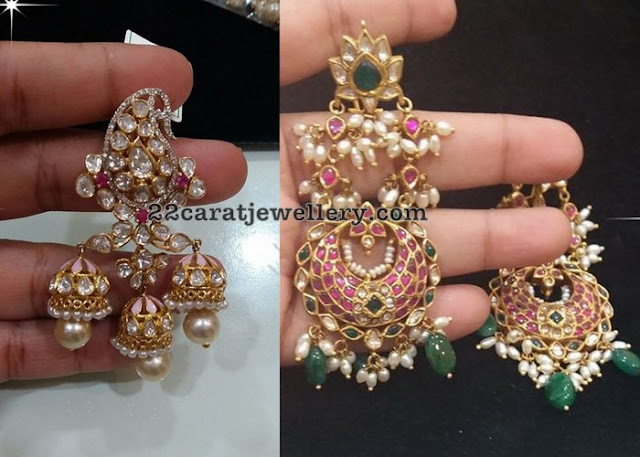 Trendy Kundan Earrings by Vajra Jewels