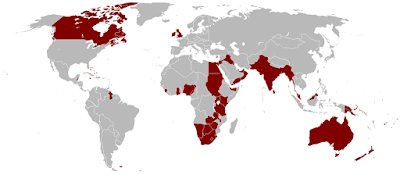 Mapa do Império Britânico no mundo.