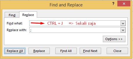 Memisahkan Isi Cell Menjadi Beberapa Baris di Excel