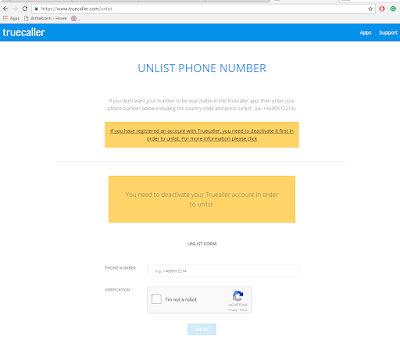 unlist number from truecaller