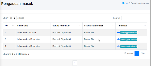 petugas menunggu konfirmasi hasil perbaikan