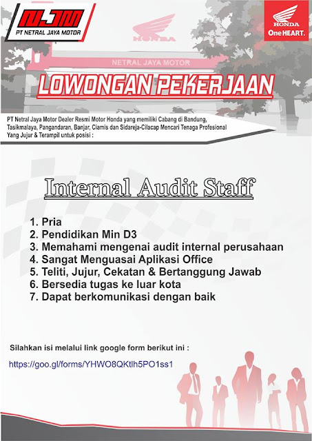 lowongan kerja internal audit staff netral jaya motor bandung