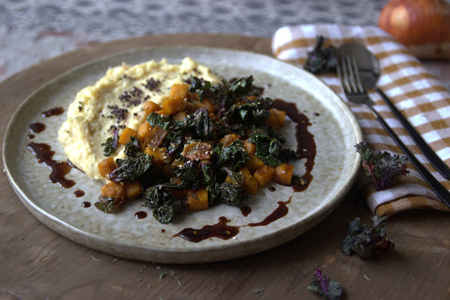 Flower-Sprouts mit Kartoffel-Selleriestampf und Karamelisierten Zwiebeln Teil 2