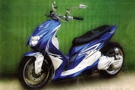  foto gambar modifikasi Yamaha Mio LOW RIDER BLUE AIR BRUSH 