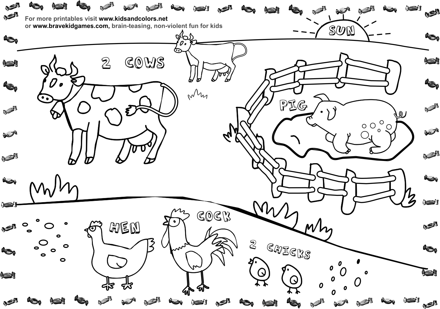 Desenhos para Colorir de Animais da Quinta