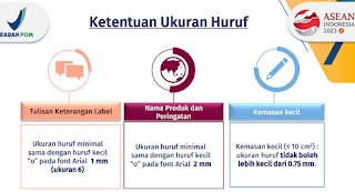 Bagaimana ketentuan ukuran huruf pada penulisan di label pangan atau kemasan?