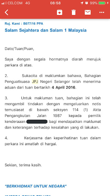 Nampak Kesalahan Trafik, Guna Emel Template Ini Untuk Buat Laporan