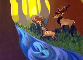 whimsical forest mural, tree mural nursery, forest mural kids room, forest mural nursery