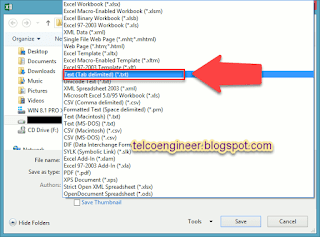 save as text file tab delimited
