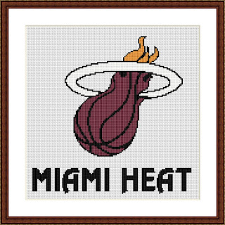 Miami Heat logo cross stitching embroidery - Tango Stitch