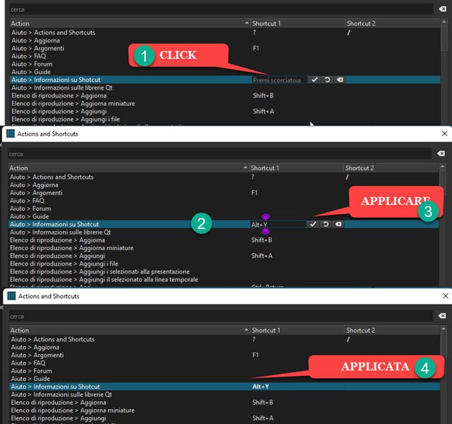 applicare la scorciatoia
