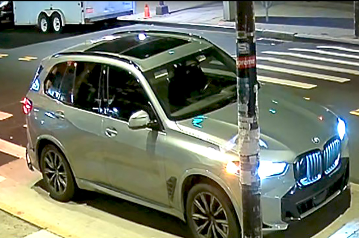 The NYPD is searching for this BMW in connection with the burglary of a smoke shop in Queens. -Photo by NYPD