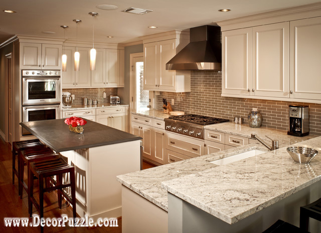 Fantasy of River white Granite countertops and interiors - Fantasy of River white Granite countertops for traditional kitchen