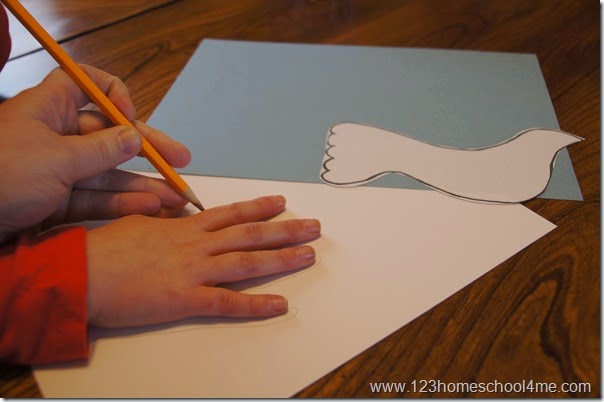 dove hand art craft for kids