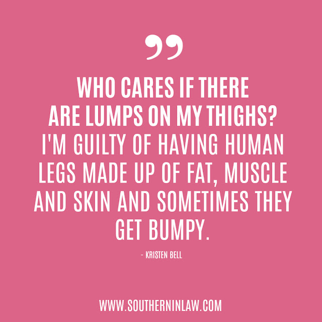 Body Image Quotes - Who cares if there are lumps on my thighs I'm guilty of having human legs made up of fat, muscle and skin and sometimes they get bumpy - Kristen Bell