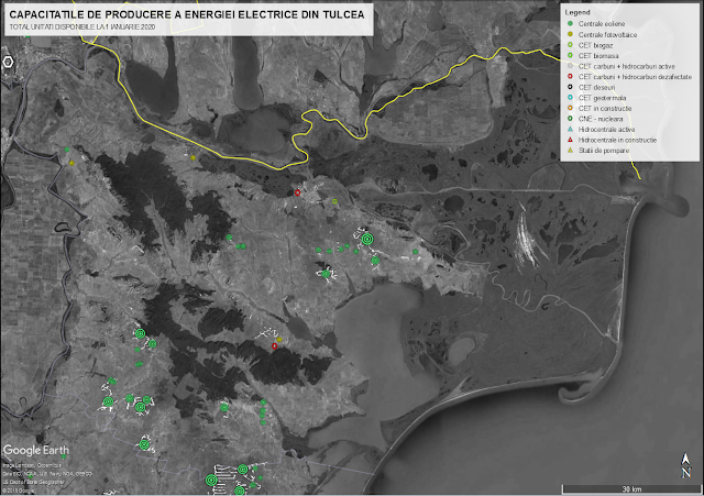Unitati de producere a energiei electrice din judetul Tulcea in anul 2020.