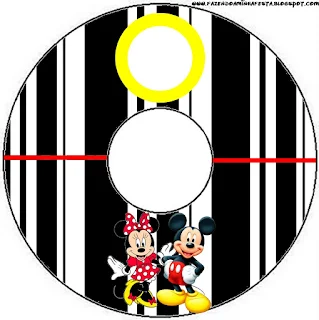 Minnie and Mickey in Red, Free Printable CD Labels.