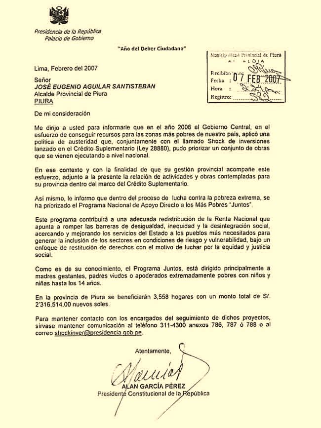 Carta de Rómulo a AGP fue fraguada en Palacio de Gobierno 