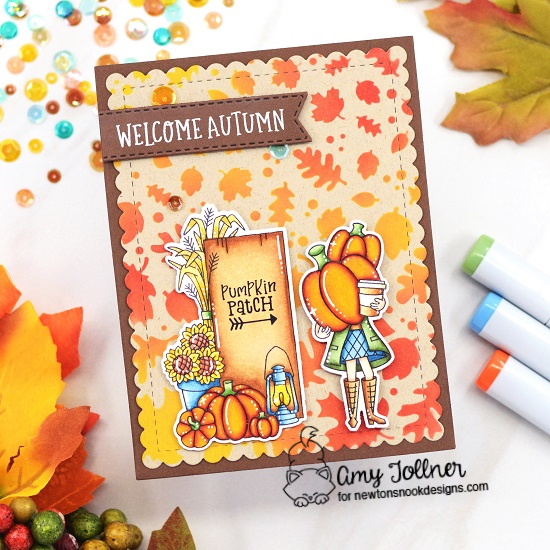 Signs of Fall Stamp and Die Set, Pumpkin Latte Stamp and Die Set, Fall Roundabout Stamp Set, Falling Leaves Stencil, Frames and Flags Die Set, Banner Trio Die Set by Newton's Nook Designs #newtonsnookdesigns #newtonsnook #handmade