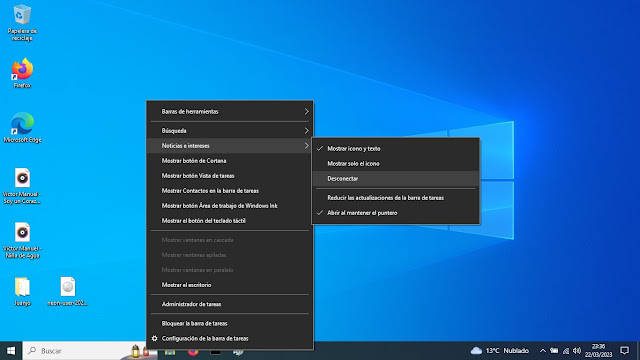 Pantallazo del escritorio de windows 10