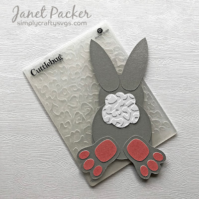 Sorry to See You Go - Bunny Butt Card. Designed by Janet Packer https://craftingquine.blogspot.co.uk for Simply Crafty SVGs using the Bunny Butt Box SVG file. Turning a gift box into a card. Leaving Card.