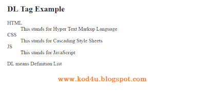 HTML DL Tag Example