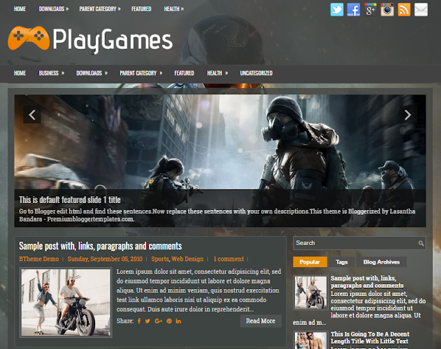 PlayGames Blogger Template