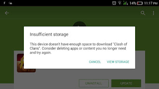 Clash insufficient storage