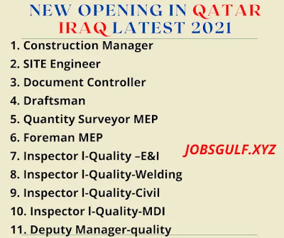 NEW OPENING IN QATAR IRAQ LATEST 2021