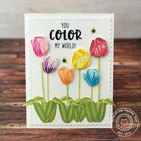Sunny Studio Stamps: Timeless Tulips You Color My World Card by Amy Yang